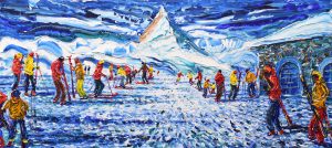 Zermatt Matterhorn Skiing Painting