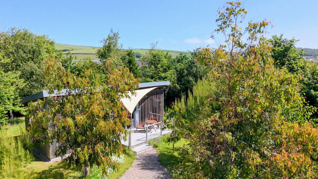 Lodge 1 in the trees with views of the meadows